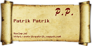 Patrik Patrik névjegykártya